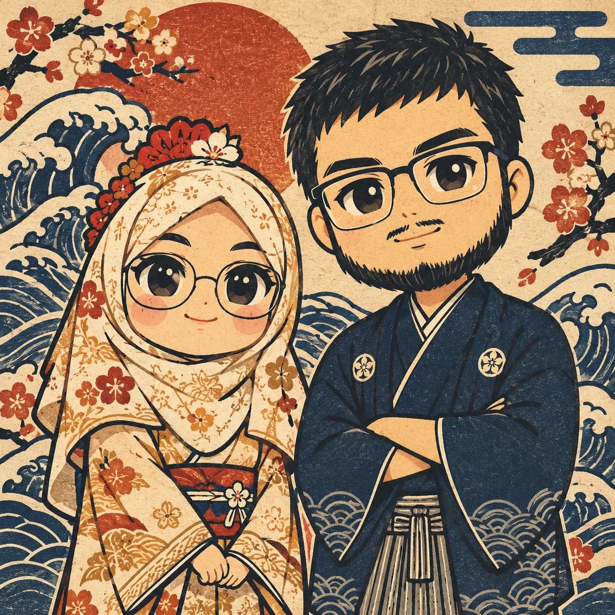 插画风 Q版情侣