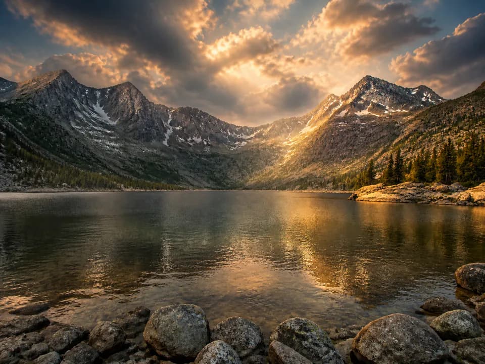 Mountain lake landscape with a polished cinematic color grade
